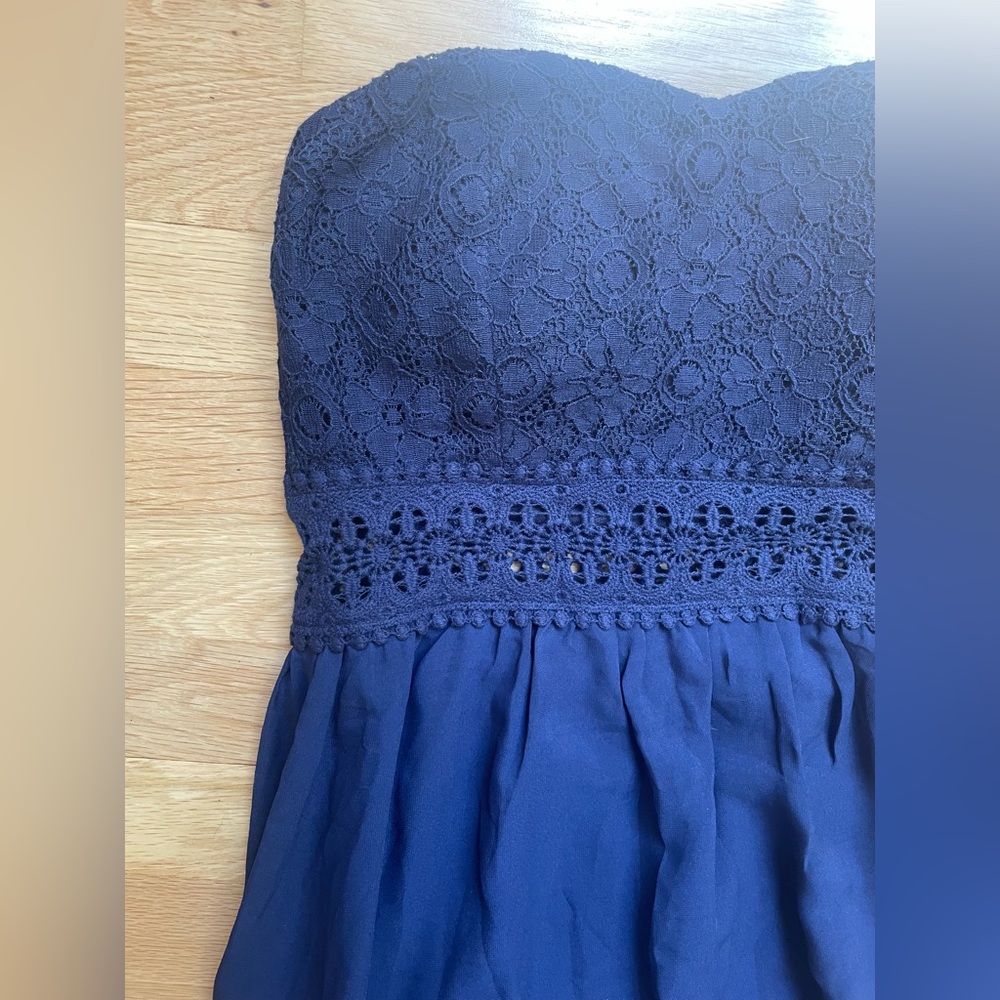 Ya Los Angeles Navy Blue Strapless Dress